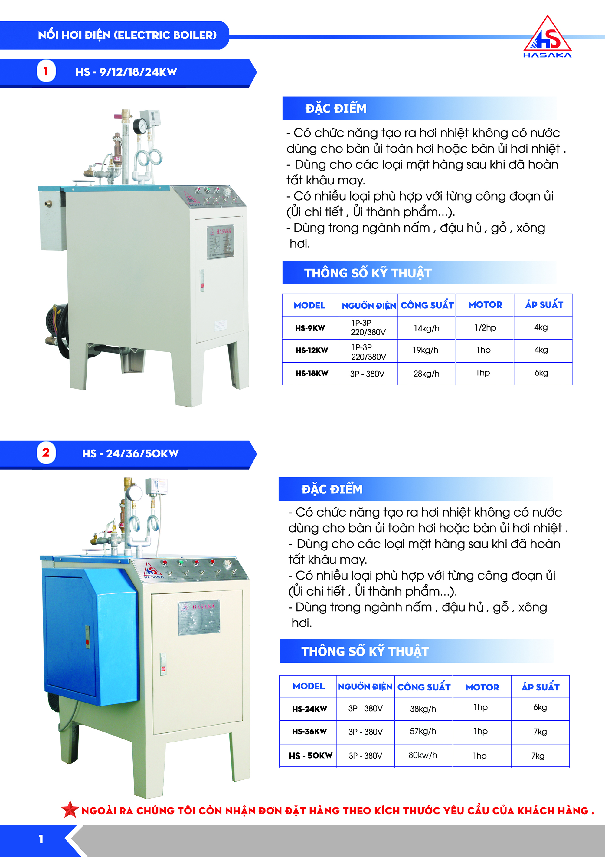 nồi hơi điện hasaka